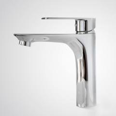 Aifol Chrome Bathroom Sink Faucet Single Handle Bar Sink Mixer Tap Lavatory Faucet Silver Deck Mount Hot and Cold Water